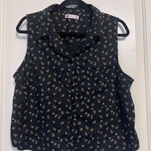 SO Black Floral Sleeveless Top